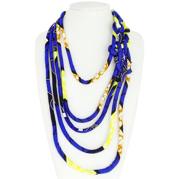 AFRICAN PRINT FABRIC ROPE NECKLACE