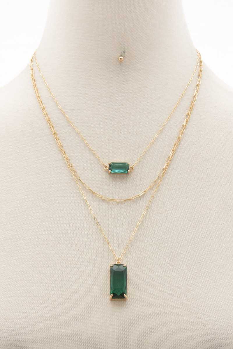 CRYSTAL OVAL LINK LAYERED NECKLACE