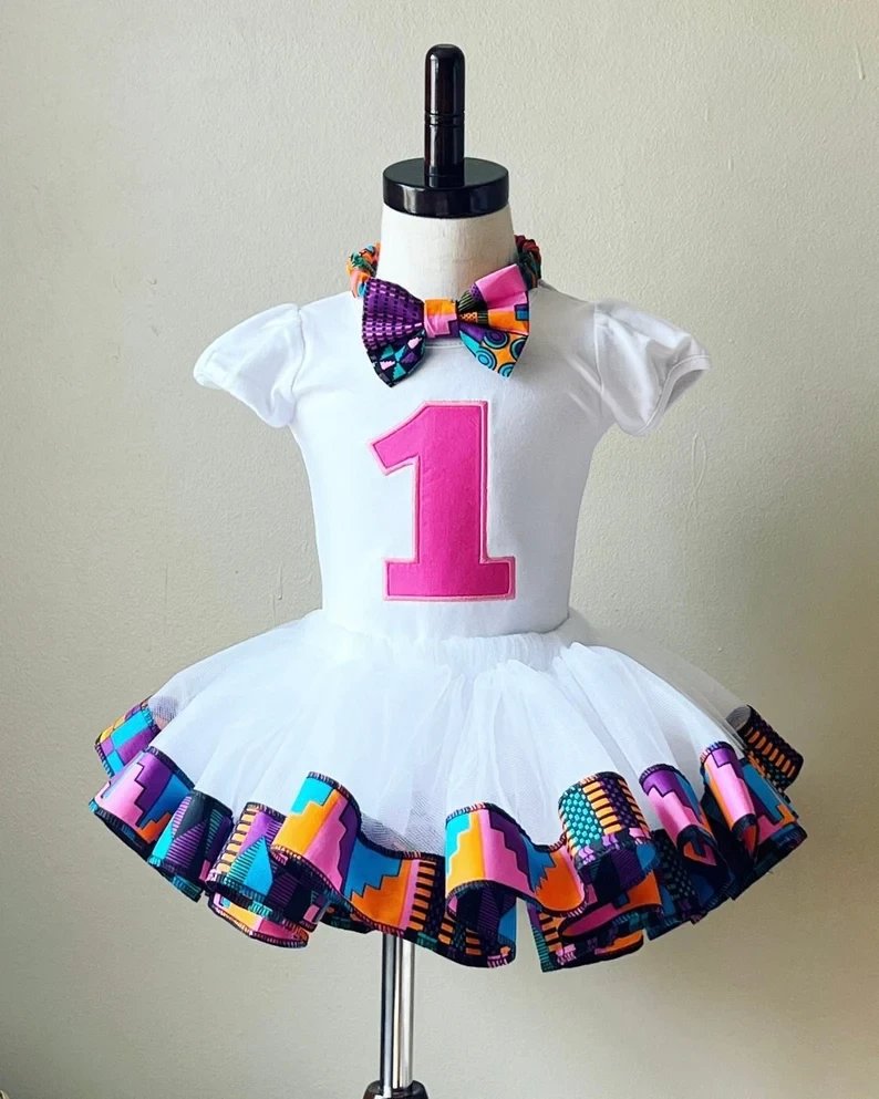 Number Outfit/ African print girl Birthday Tutu set/ African print girl outfit/