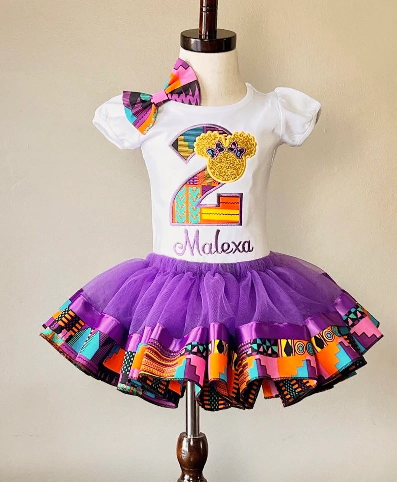 African Print girl outfit, Birthday Tutu Outfit, Afro puff girl outfit, Ankara o