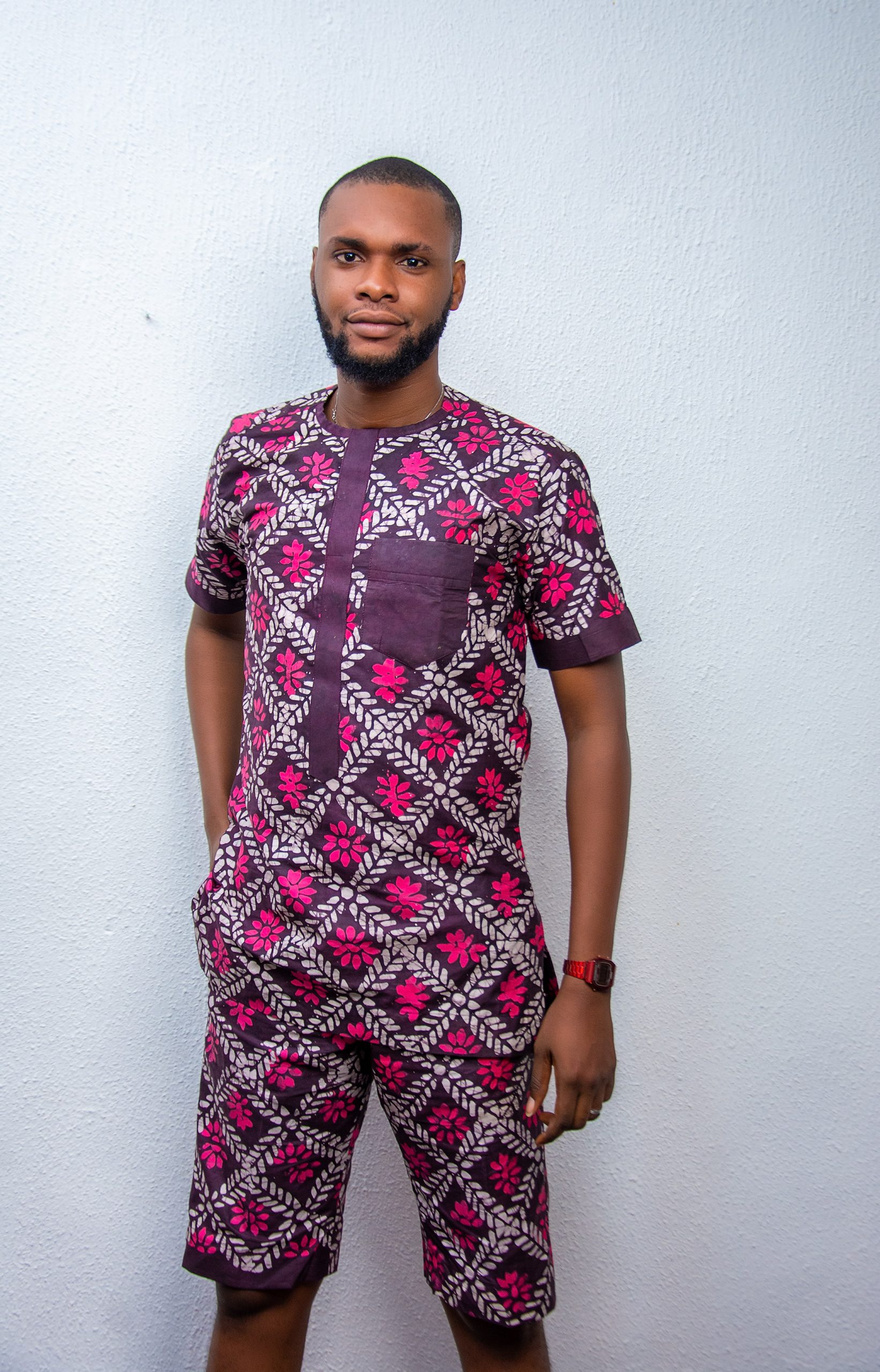 African Adire batik pant and top for men